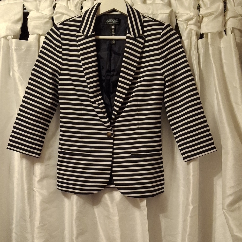 Aeropostale Black and White Striped Blazer XS